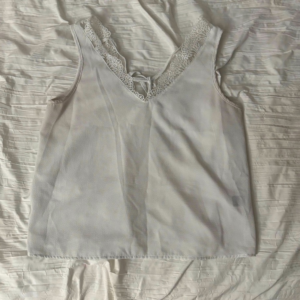 Elegant Lace Trim White Top